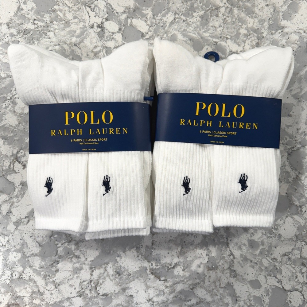 Polo Ralph Lauren Classic Sport Socks Men Size 10-13 White ZP821005PK6N 12 Pairs